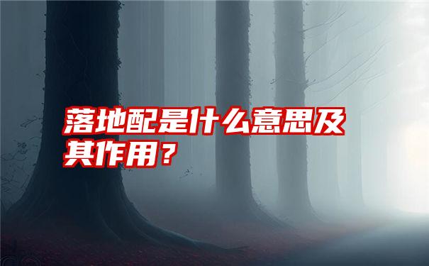 落地配是什么意思及其作用？