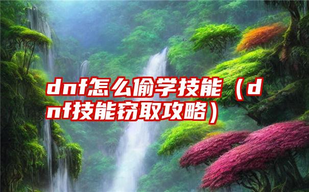 dnf怎么偷学技能（dnf技能窃取攻略）