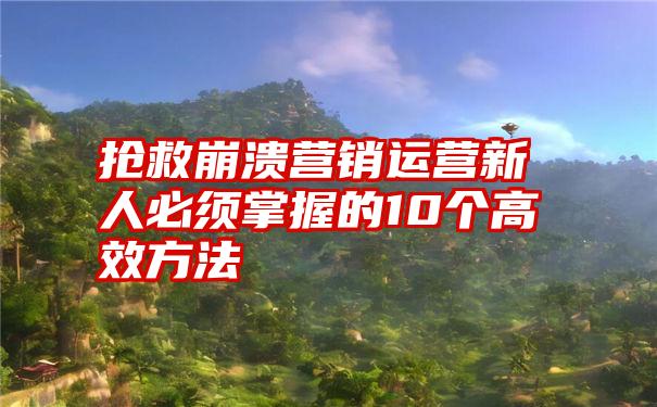 抢救崩溃营销运营新人必须掌握的10个高效方法