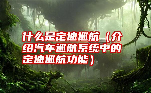 什么是定速巡航（介绍汽车巡航系统中的定速巡航功能）