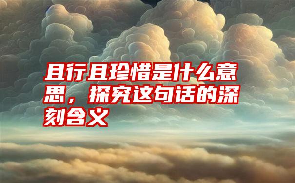 且行且珍惜是什么意思，探究这句话的深刻含义