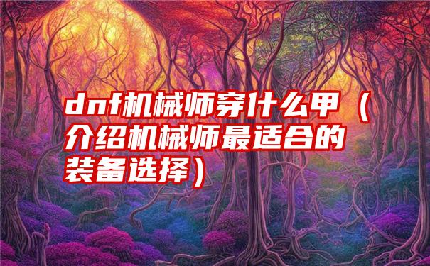 dnf机械师穿什么甲（介绍机械师最适合的装备选择）