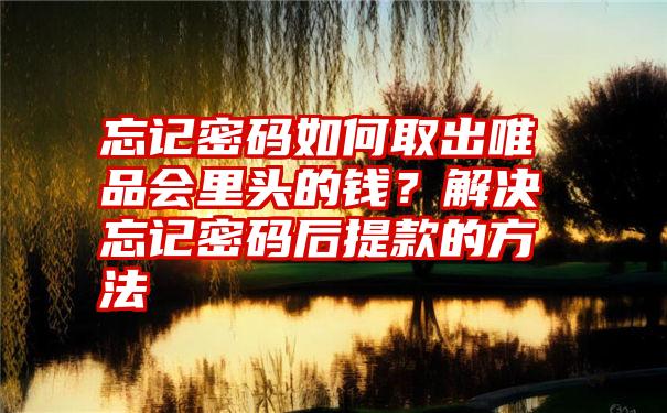 忘记密码如何取出唯品会里头的钱？解决忘记密码后提款的方法