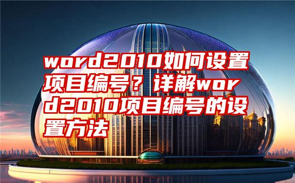 word2010如何设置项目编号？详解word2010项目编号的设置方法