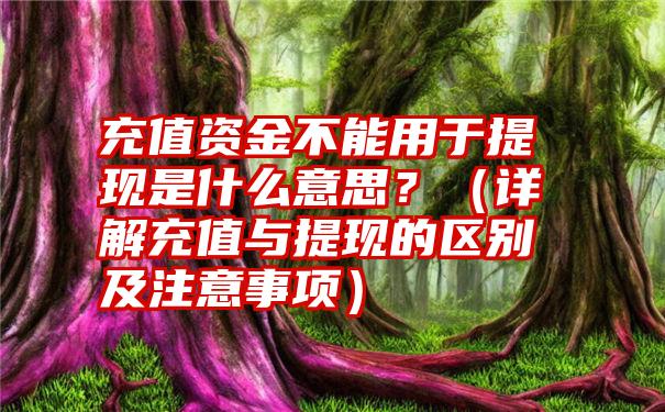 充值资金不能用于提现是什么意思？（详解充值与提现的区别及注意事项）