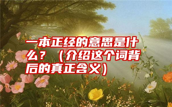 一本正经的意思是什么？（介绍这个词背后的真正含义）