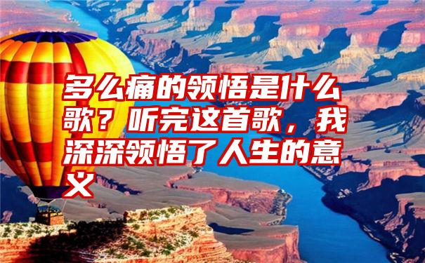 多么痛的领悟是什么歌？听完这首歌，我深深领悟了人生的意义