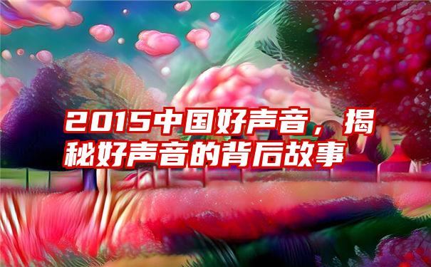 2015中国好声音，揭秘好声音的背后故事