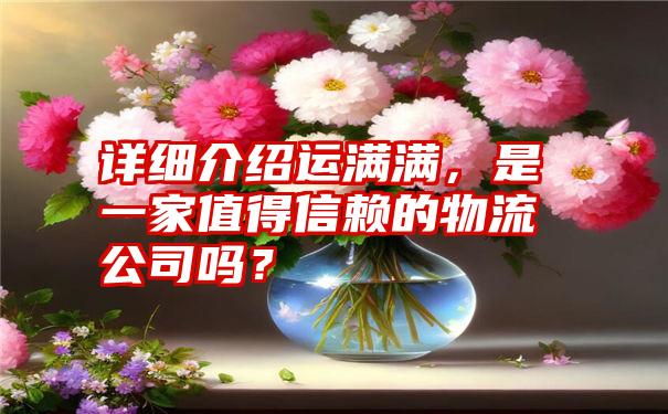 详细介绍运满满，是一家值得信赖的物流公司吗？