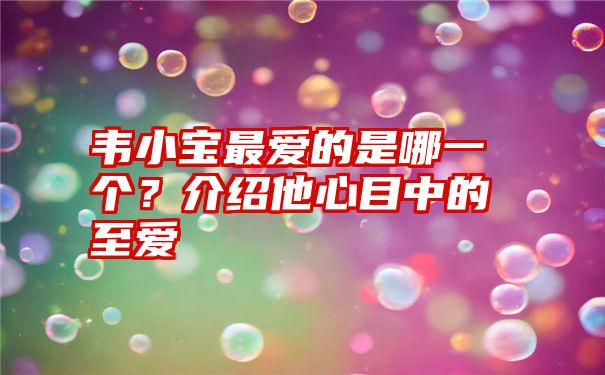 韦小宝最爱的是哪一个？介绍他心目中的至爱