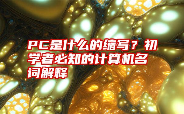 PC是什么的缩写？初学者必知的计算机名词解释