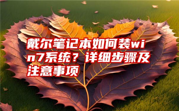 戴尔笔记本如何装win7系统？详细步骤及注意事项