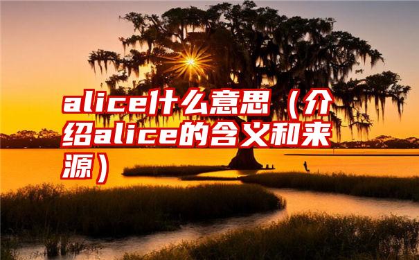 alice什么意思（介绍alice的含义和来源）