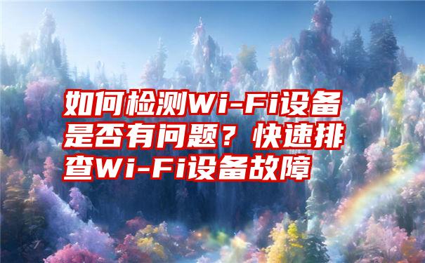 如何检测Wi-Fi设备是否有问题？快速排查Wi-Fi设备故障