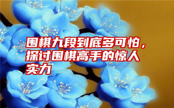 围棋九段到底多可怕，探讨围棋高手的惊人实力