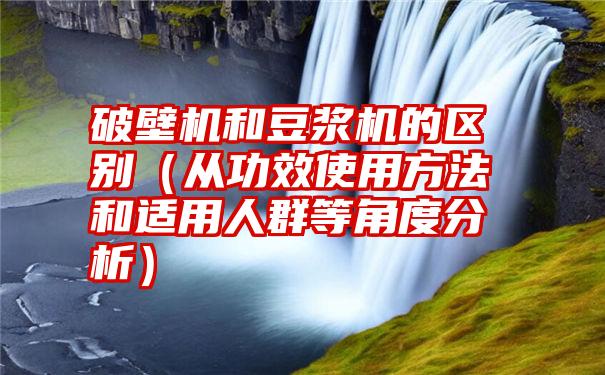 破壁机和豆浆机的区别（从功效使用方法和适用人群等角度分析）