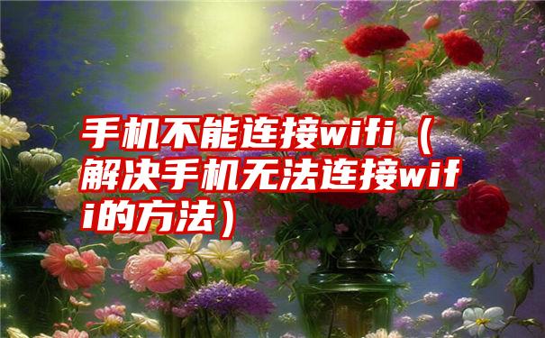 手机不能连接wifi（解决手机无法连接wifi的方法）