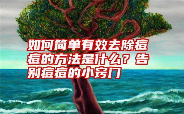 如何简单有效去除痘痘的方法是什么？告别痘痘的小窍门