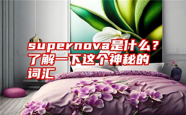 supernova是什么？了解一下这个神秘的词汇