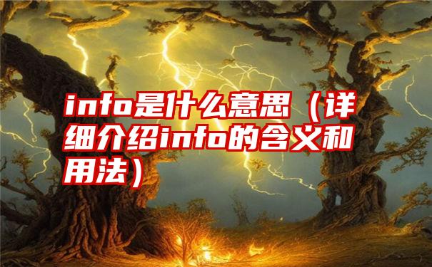 info是什么意思（详细介绍info的含义和用法）