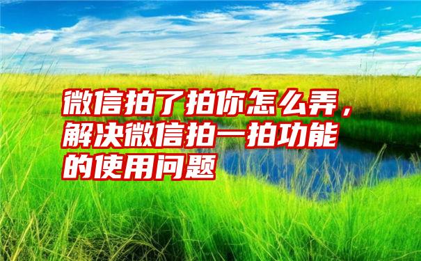 微信拍了拍你怎么弄，解决微信拍一拍功能的使用问题