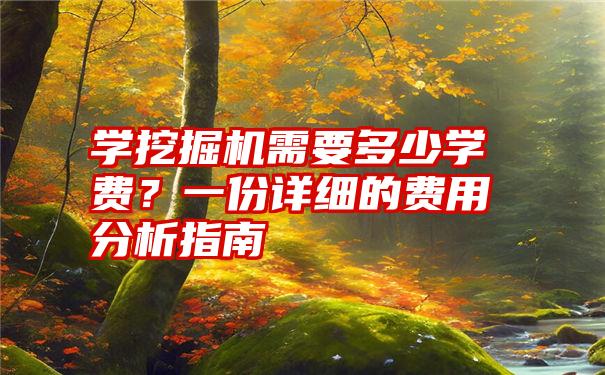 学挖掘机需要多少学费？一份详细的费用分析指南