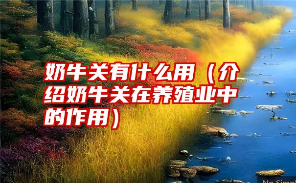 奶牛关有什么用（介绍奶牛关在养殖业中的作用）