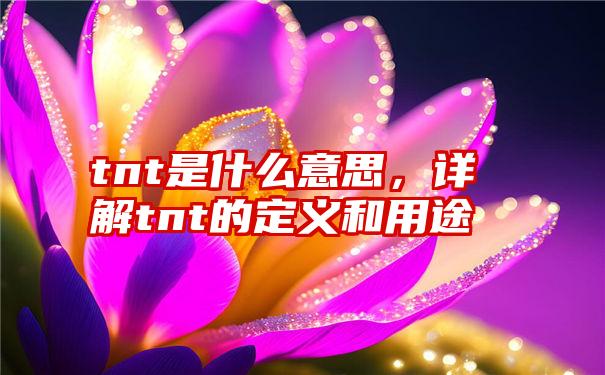 tnt是什么意思，详解tnt的定义和用途