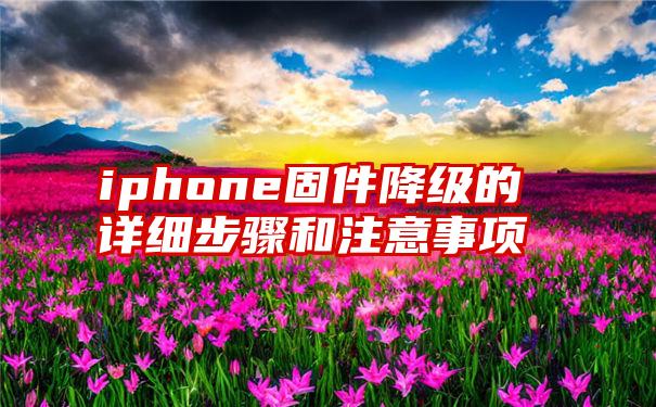 iphone固件降级的详细步骤和注意事项