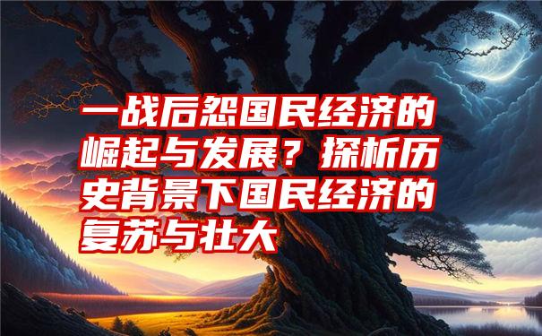 一战后怨国民经济的崛起与发展？探析历史背景下国民经济的复苏与壮大