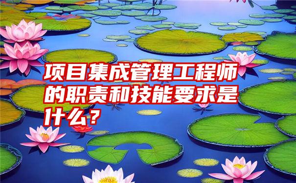 项目集成管理工程师的职责和技能要求是什么？