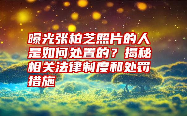 曝光张柏芝照片的人是如何处置的？揭秘相关法律制度和处罚措施