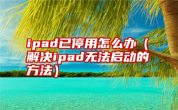 ipad已停用怎么办（解决ipad无法启动的方法）