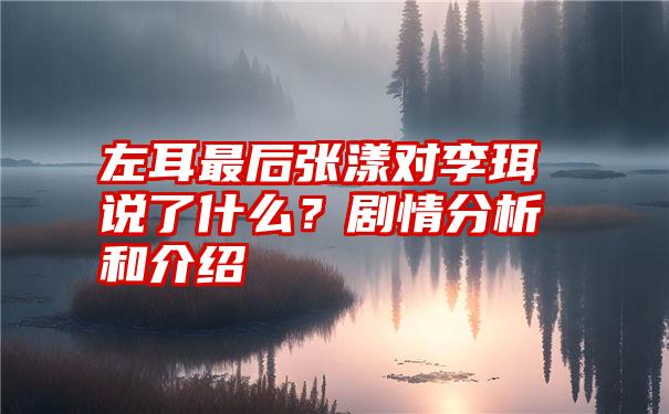 左耳最后张漾对李珥说了什么？剧情分析和介绍