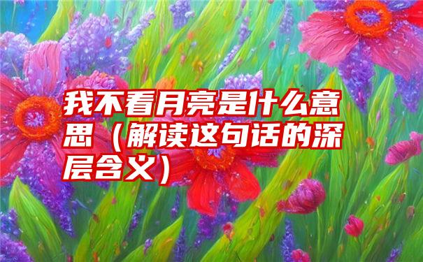 我不看月亮是什么意思（解读这句话的深层含义）