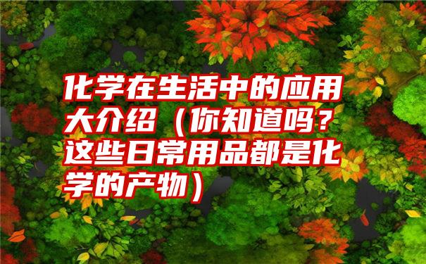 化学在生活中的应用大介绍（你知道吗？这些日常用品都是化学的产物）