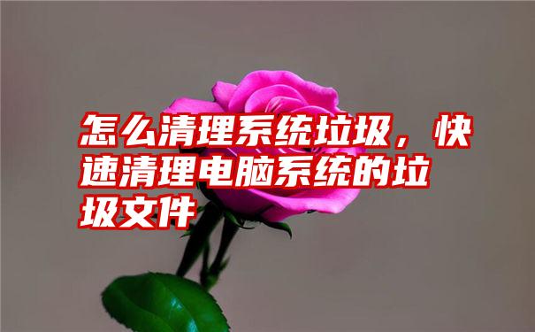 怎么清理系统垃圾，快速清理电脑系统的垃圾文件