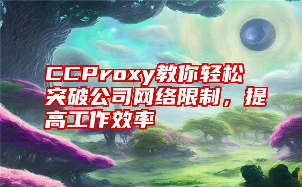 CCProxy教你轻松突破公司网络限制，提高工作效率