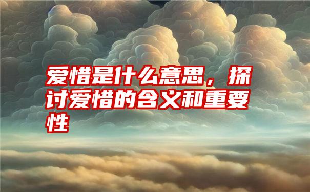 爱惜是什么意思，探讨爱惜的含义和重要性