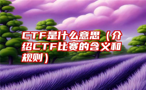 CTF是什么意思（介绍CTF比赛的含义和规则）