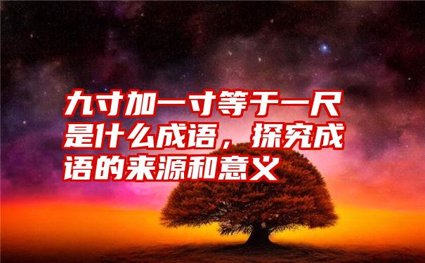 九寸加一寸等于一尺是什么成语，探究成语的来源和意义