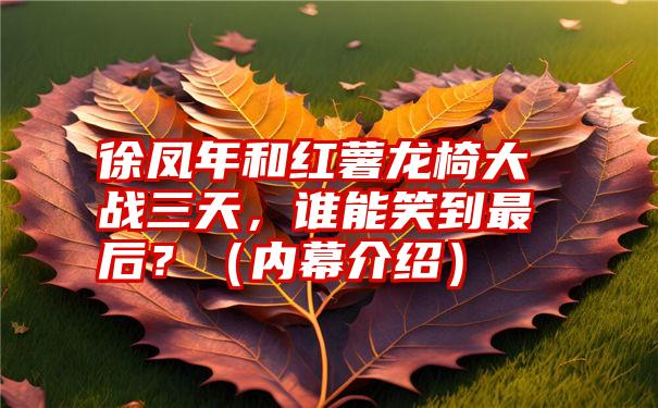 徐凤年和红薯龙椅大战三天，谁能笑到最后？（内幕介绍）