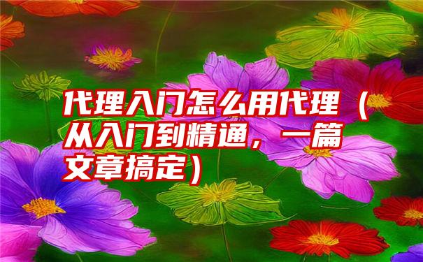 代理入门怎么用代理（从入门到精通，一篇文章搞定）