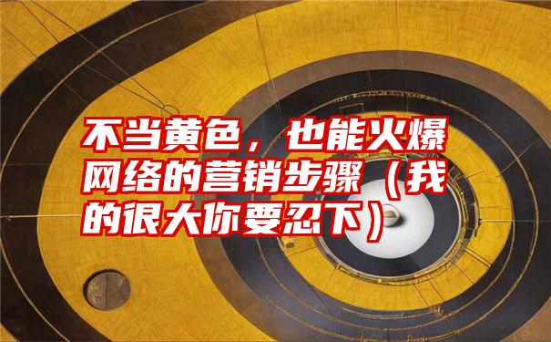 不当黄色，也能火爆网络的营销步骤（我的很大你要忍下）