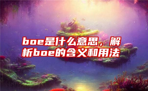 boe是什么意思，解析boe的含义和用法