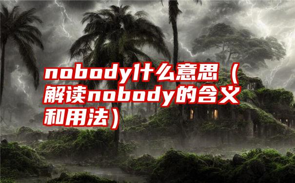 nobody什么意思（解读nobody的含义和用法）