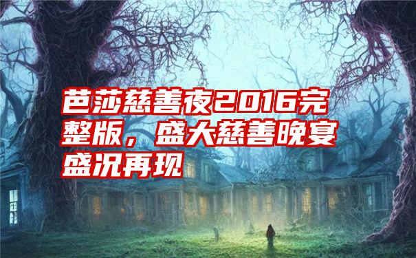 芭莎慈善夜2016完整版，盛大慈善晚宴盛况再现