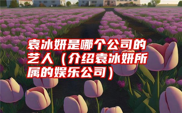 袁冰妍是哪个公司的艺人（介绍袁冰妍所属的娱乐公司）