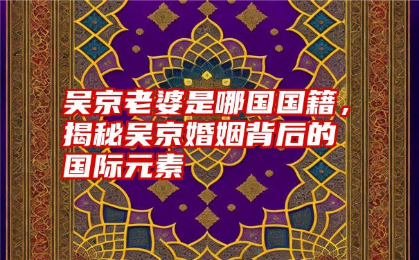 吴京老婆是哪国国籍，揭秘吴京婚姻背后的国际元素