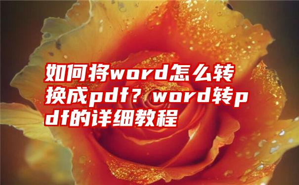 如何将word怎么转换成pdf？word转pdf的详细教程